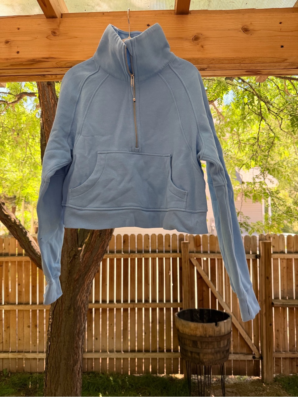 Lululemon Cropped Scuba Blue Funnel Neck Oversized Sweatshirt Pullover - Picture 8 of 17